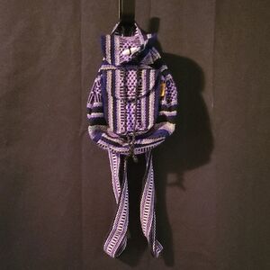 PINZON VINTAGE MIN Purple and Black Knit Backpack Mexican Style